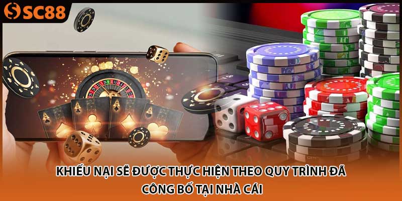 Khiếu nại sẽ được thực hiện theo quy trình đã công bố tại nhà cái